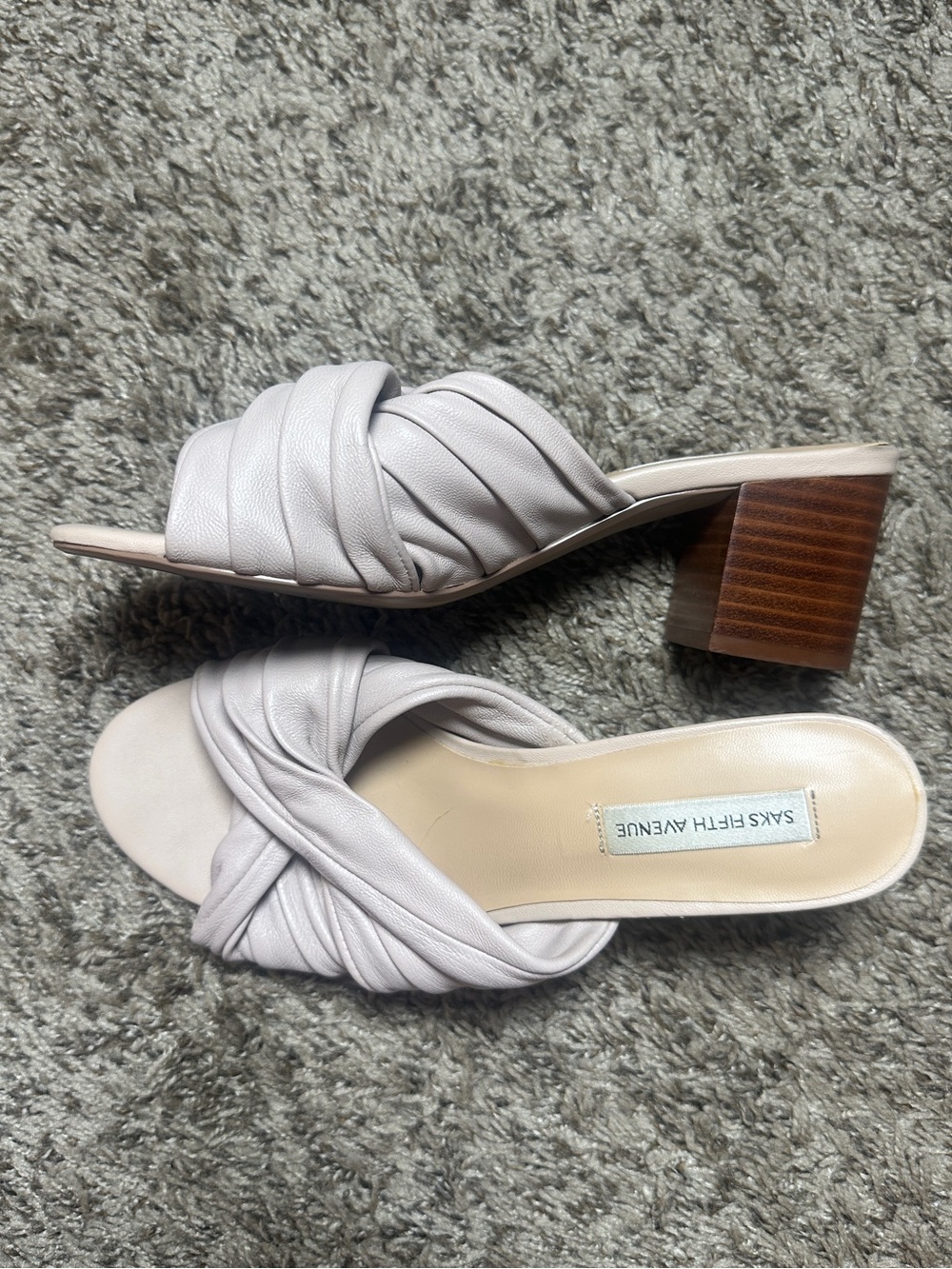 Saks Fifth Avenue Twisted Leather Block Heel Mule 6.5